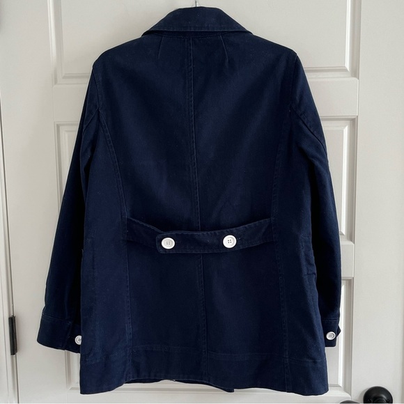 J. Crew Peacoat Heavyweight Cotton Twill Double Breasted Button Up Size 12 Navy - Picture 9 of 16